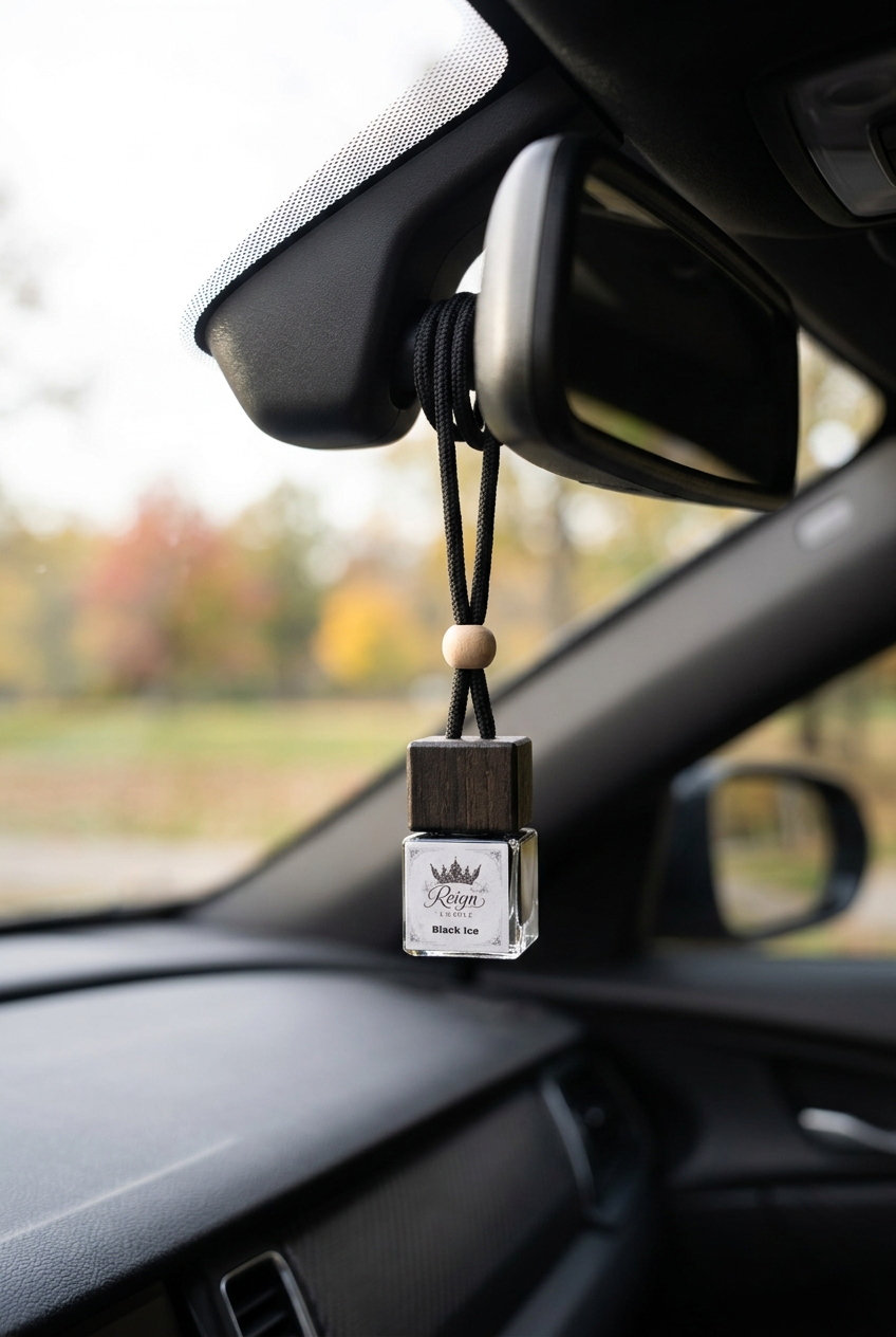 Autumn In The Park diffuser on a rearview mirror