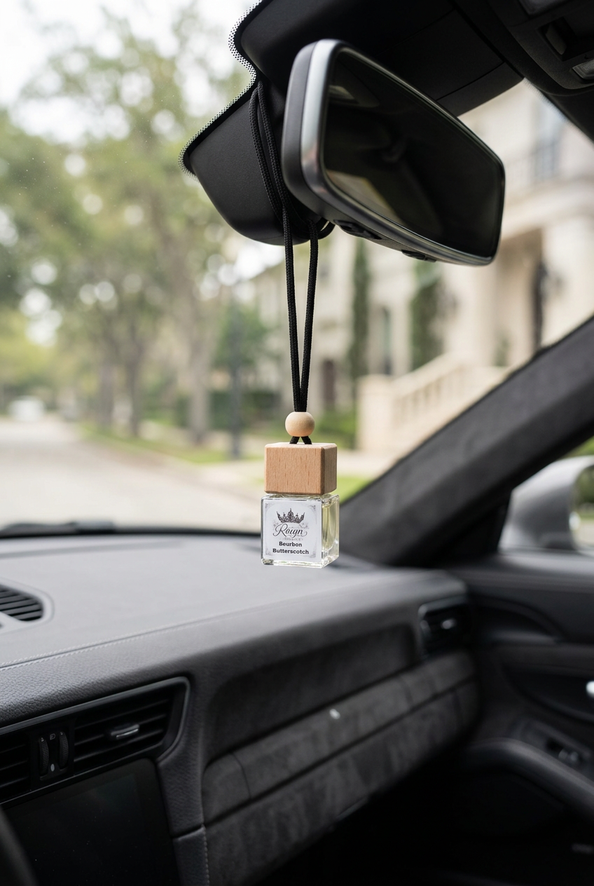 Toasted Marshmallow diffuser on a rearview mirror